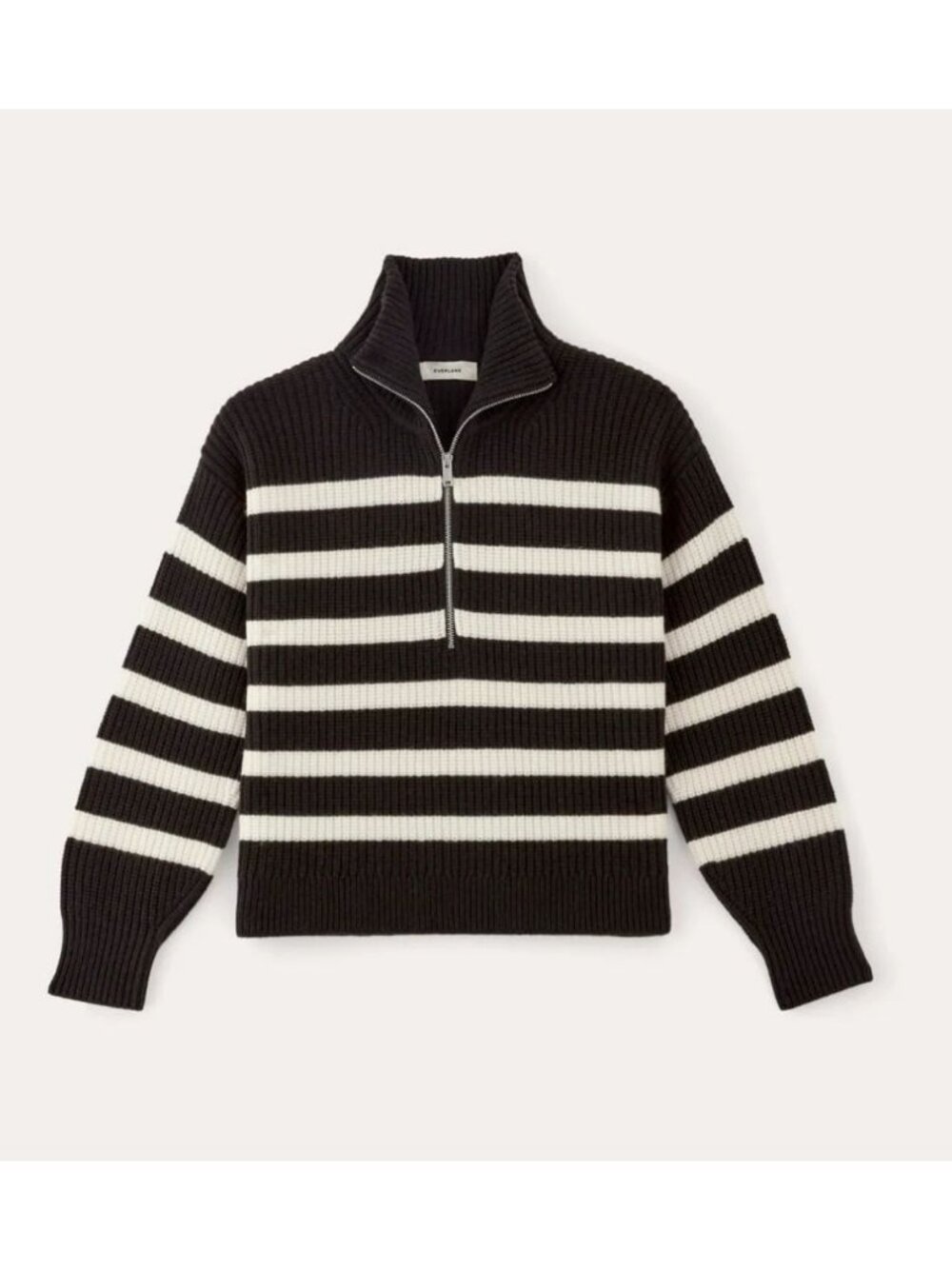 Everlane The Half-Zip Sweater in Luxe Merino Women's Size Small Black White NWT!